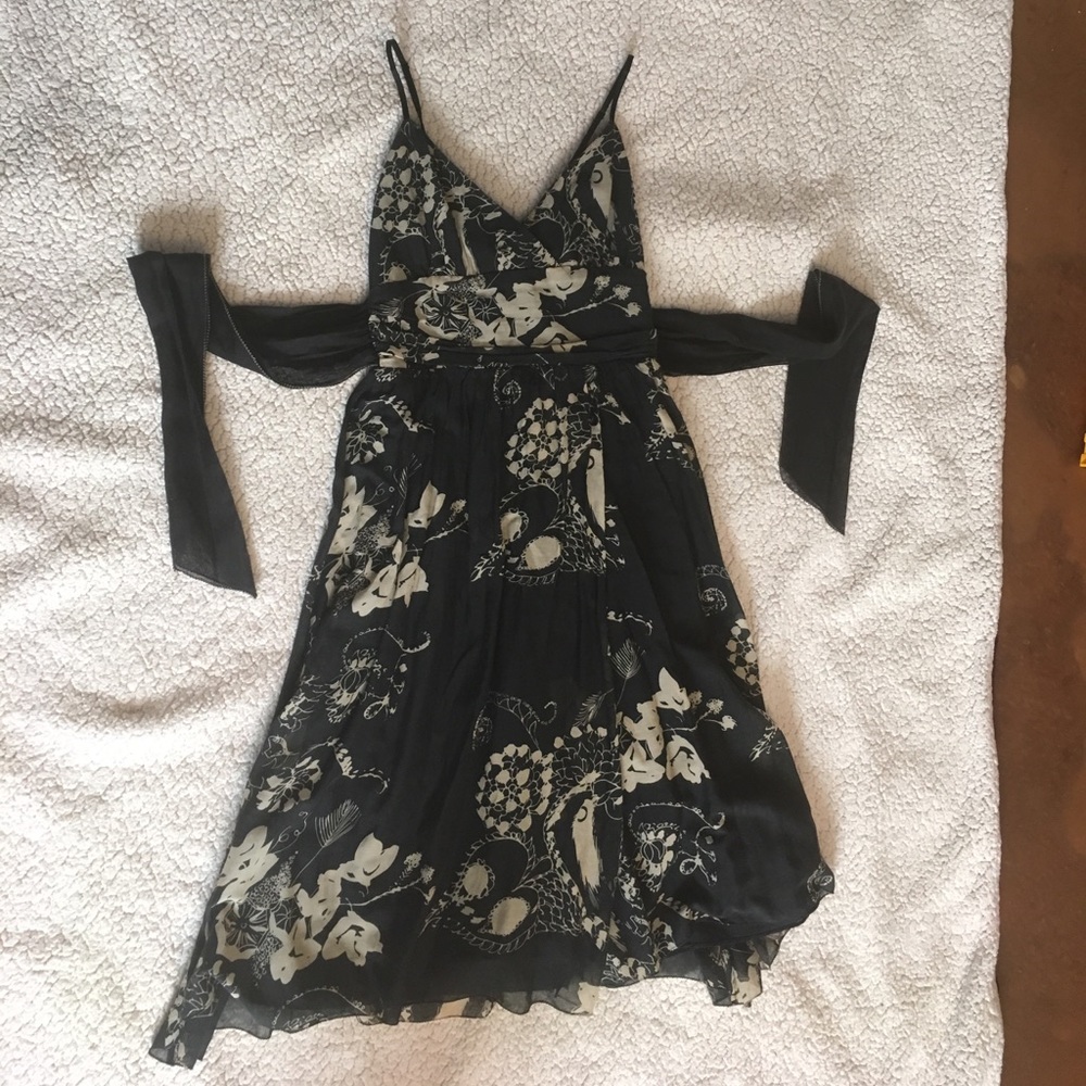 White flowers black dress