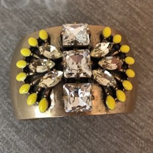 Brass, rhinestone & yellow bracelet