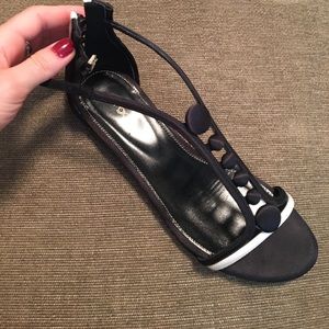 Sergio Rossi black and white gladiator sandals