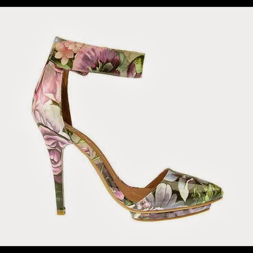 Jeffrey Campbell Solitaire green floral heels