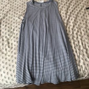 Blue and white striped tank top dress