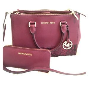 MICHAEL Kors Sutton Satchel & Wallet Set in Merlot