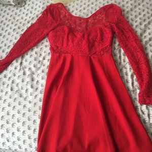 Red Lacey prom dress