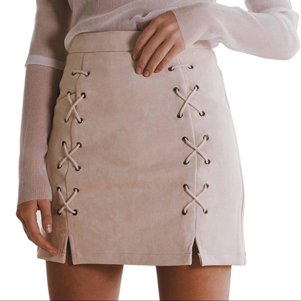 Suede Lace up skirt