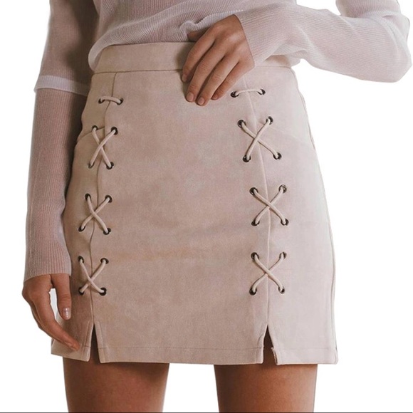 Suede Lace up skirt - Picture 1 of 3