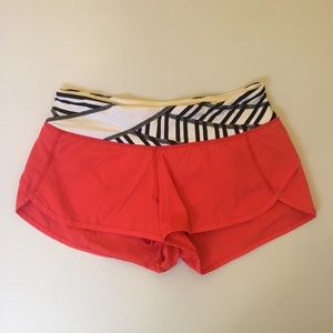 EUC lululemon speed short love red wht blk stripe
