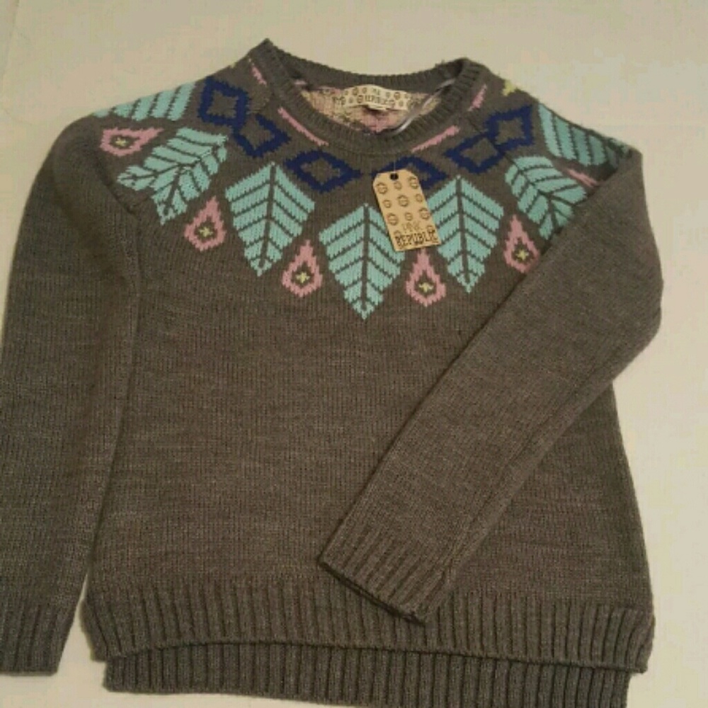 Pink Republic Girls Sweater Hi-Lo Long Sleeve Grey