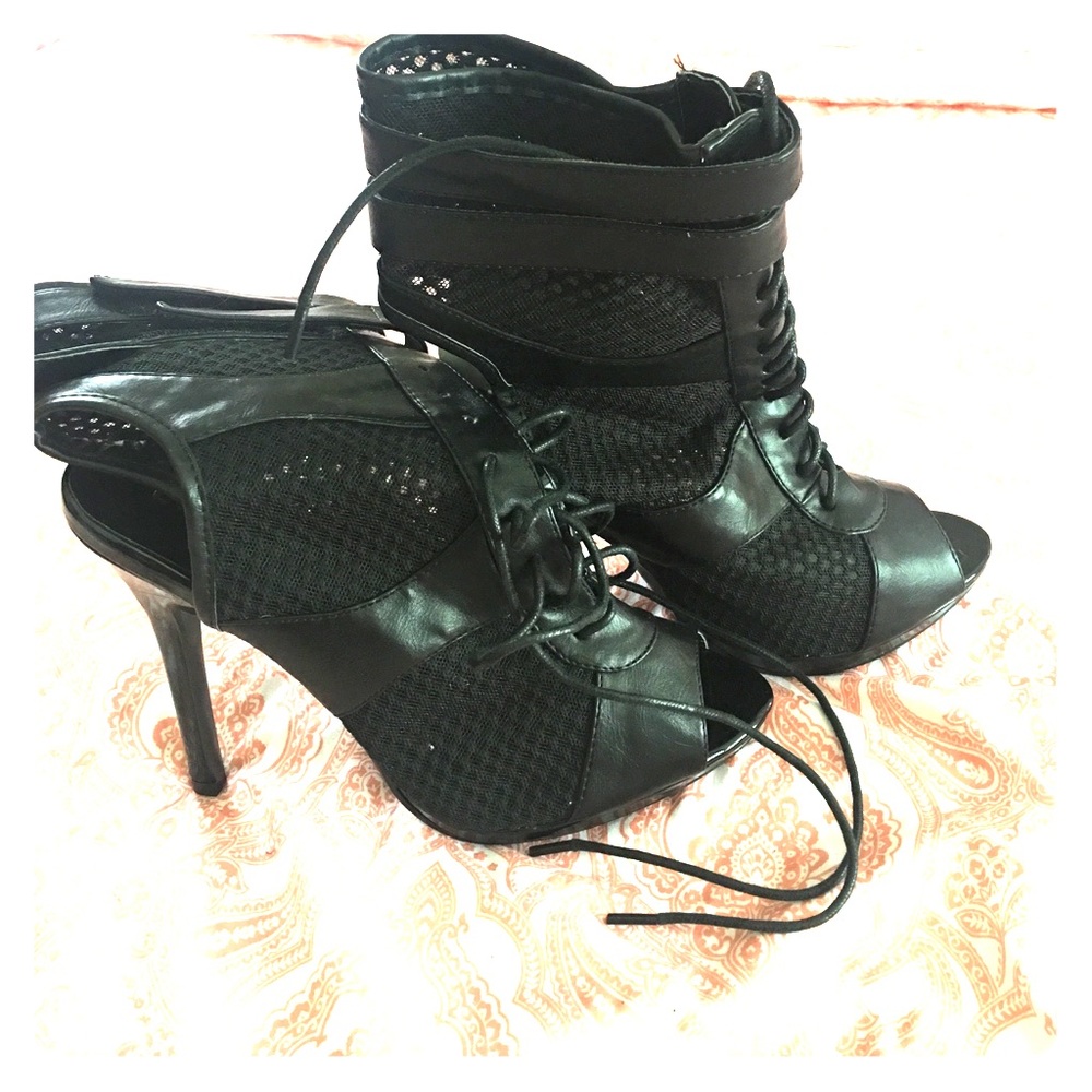 Sexy Black Peep Toe Booties