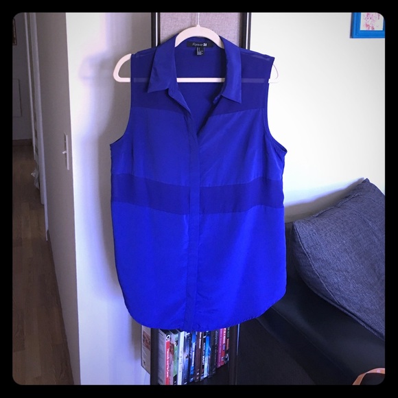 Royal Blue Forever 21 Blouse - Picture 1 of 6