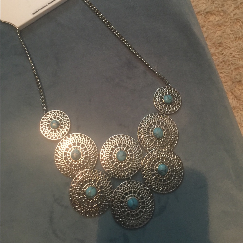 Turquoise and silver necklace