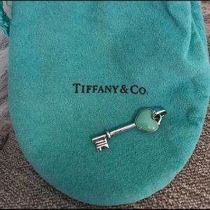 Silver & Tiffany blue heart key charm