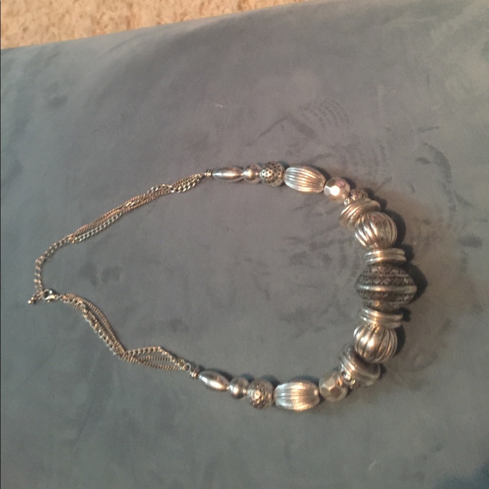 Silver beaded necklace
