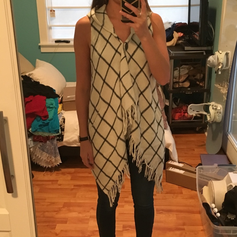 Black and White Plaid Cardigan