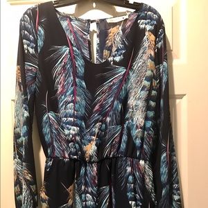 Buddylove Romper Blue Feathers Medium Long Sleeves