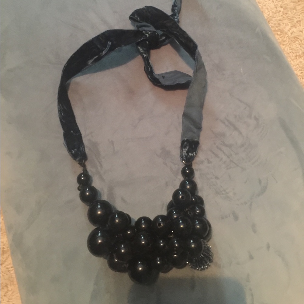 Navy blue adjustable choker style necklace
