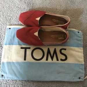 Red Striped Toms Size 7.5 and Bag