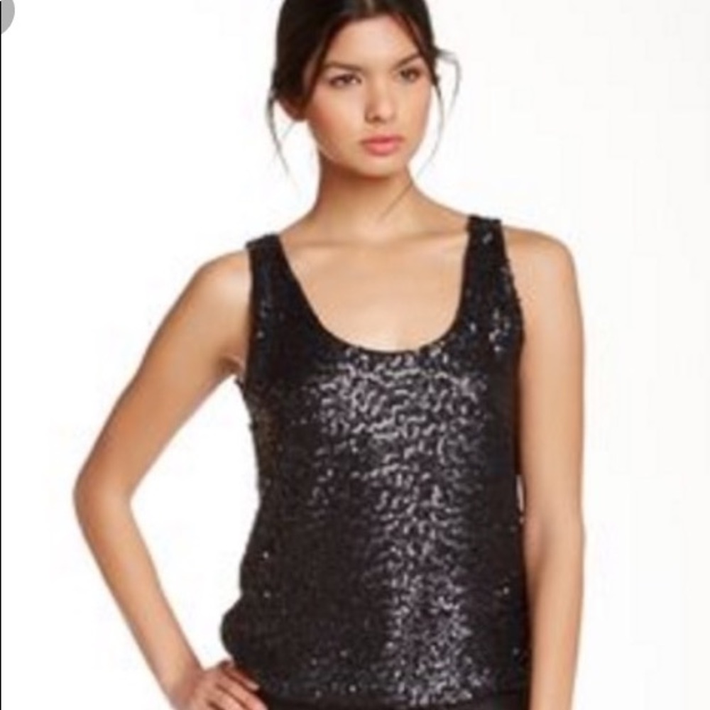 Alice and  Olivia Black Sequin Racer Back Tank