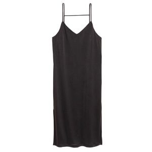 V- neck black slip dress