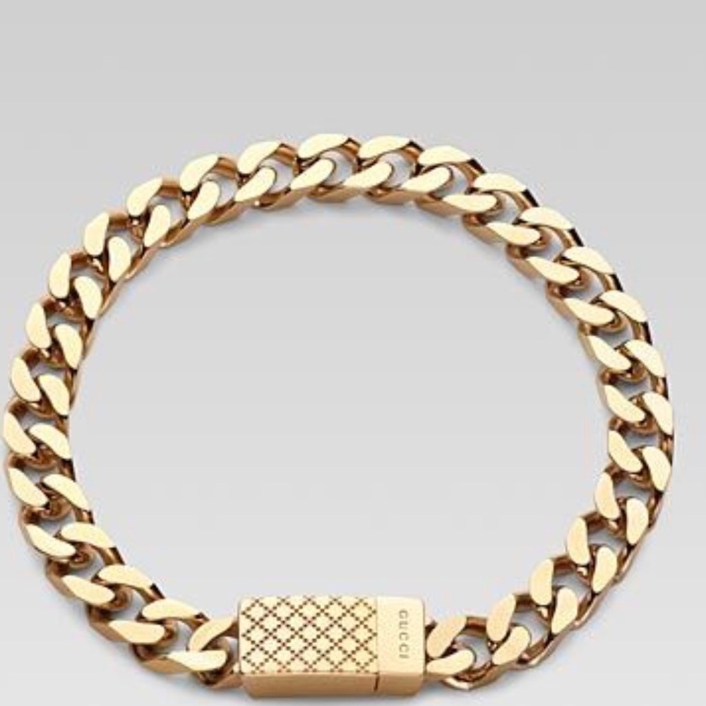 One Gucci Gold Bracelet & 2 Gold Bracelets For Men