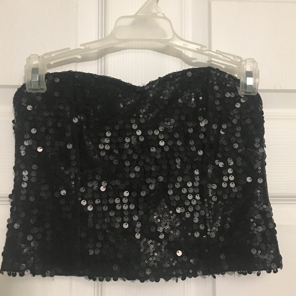 Forever 21 Black Sequin Crop Top
