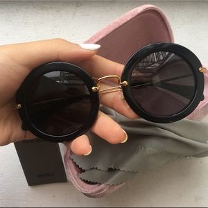 Miu Miu Black Round Sunglasses