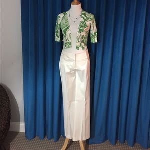 White flared pant with shine finish