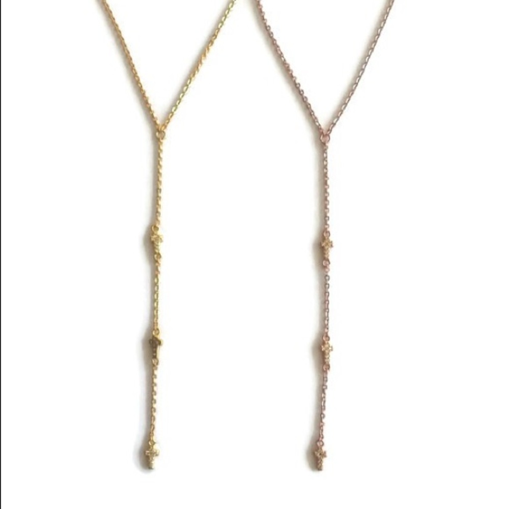 Dainty Cz Cross Drop Sterling Silver Necklace