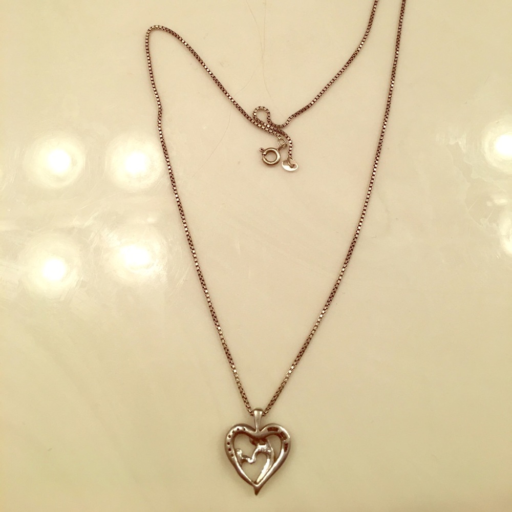 Sterling silver Necklace with mother's heart