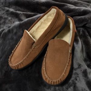 Genuine Suede Men's Moccasin Slippers - Size 12