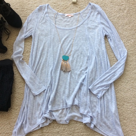 🌻1 SIZE SM🌻Light Blue Long Sleeve Tunic - Picture 6 of 8