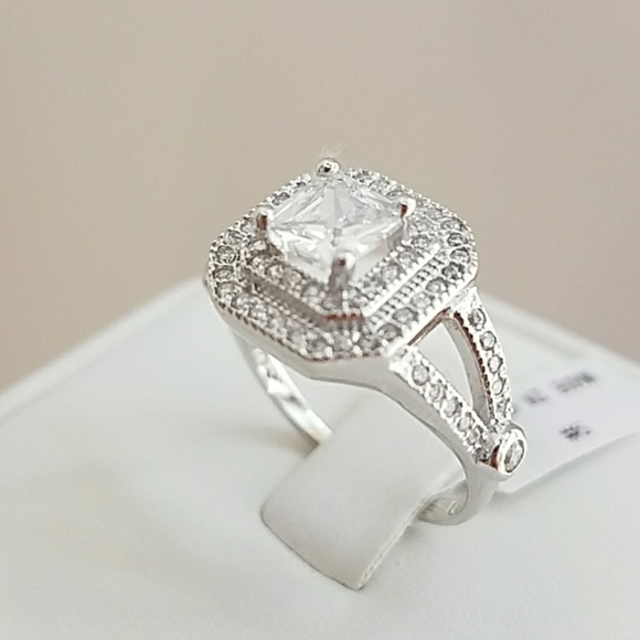 Jewelry - 14k Gold plated Princess cut Engagement Ring sz 9