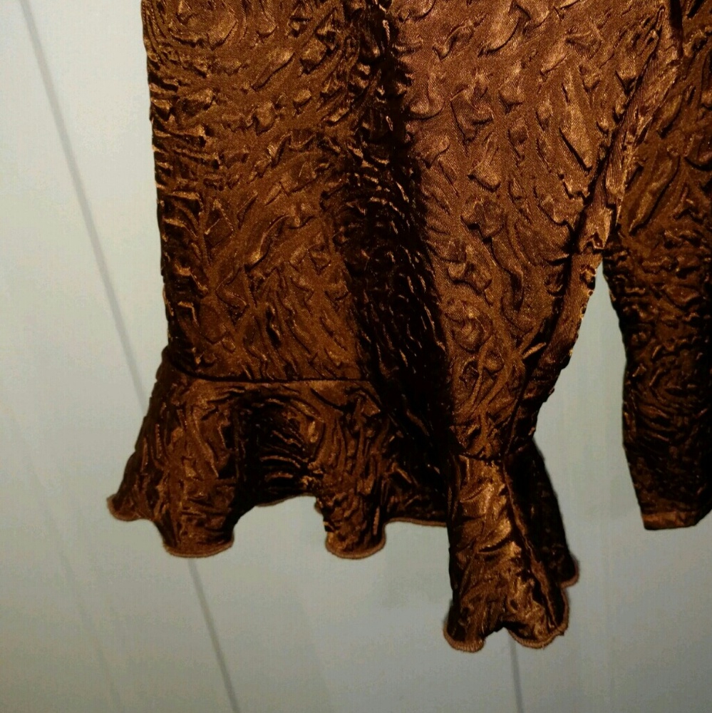 Never worn shiny copper Top with ruffle sleeves - Picture 5 of 6