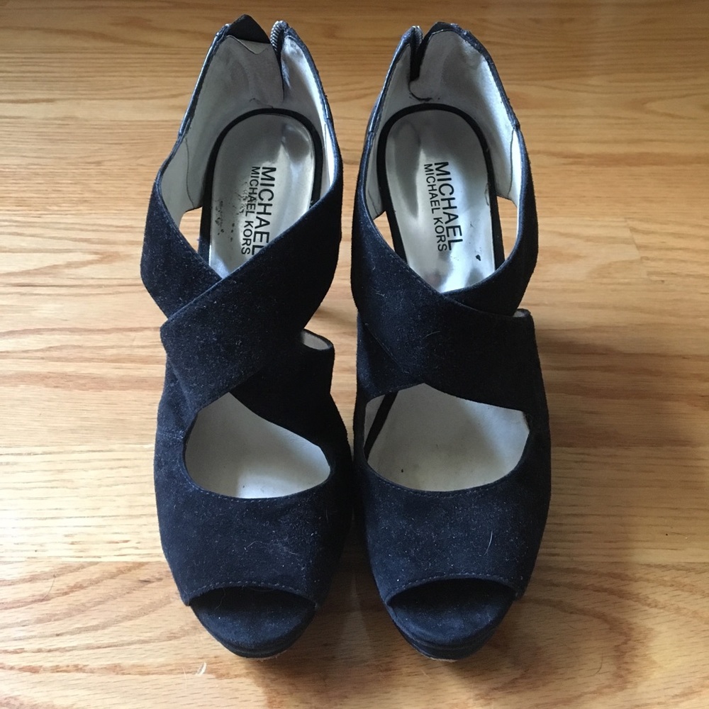 Michael Kors Elena Platform Suede Heels