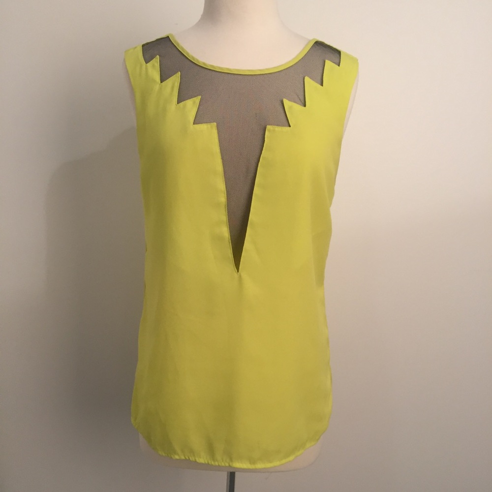 Deep V neck top with V back keyhole.