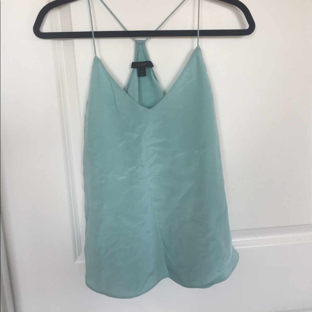 J.Crew Aqua/Mint Silk Camisole - Sz 0, S