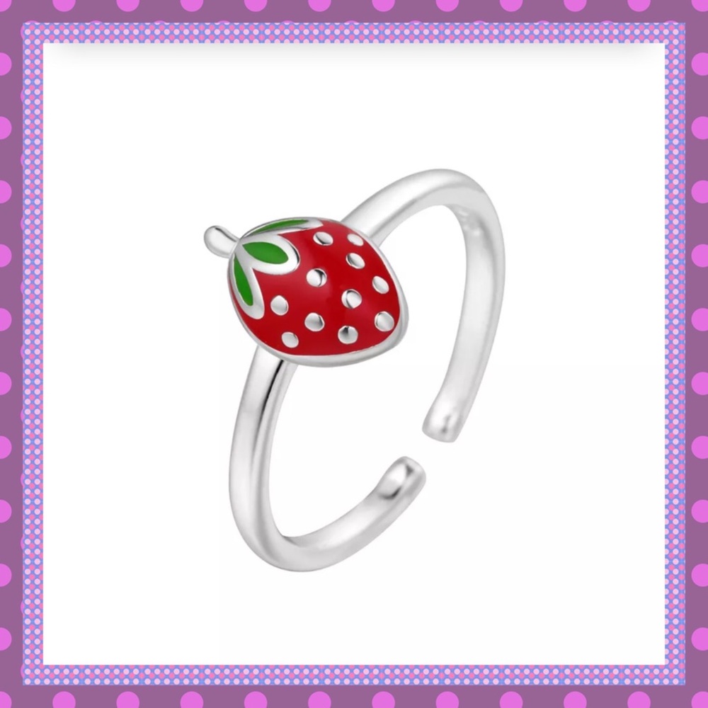 🍓Silver Strawberry Open Ring🍓