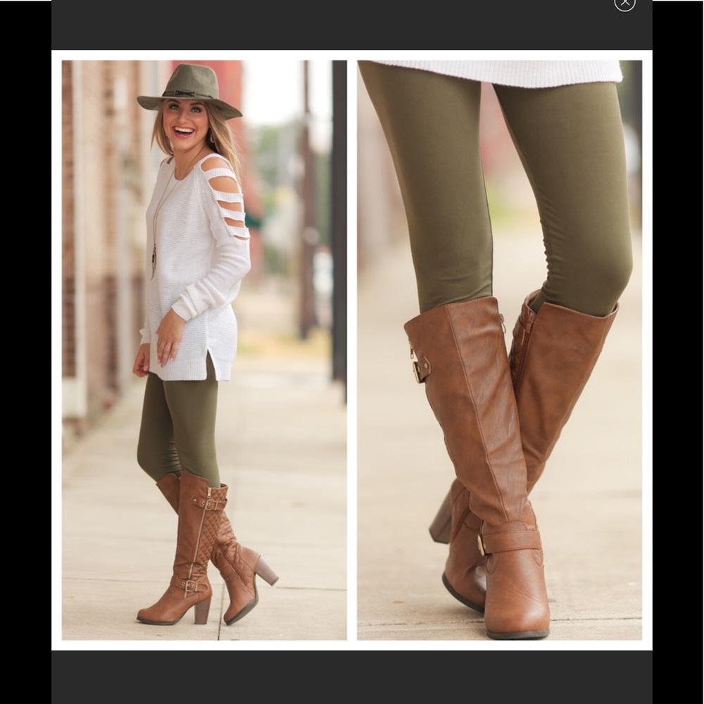 OLIVE LEGGINGS - Picture 1 of 2