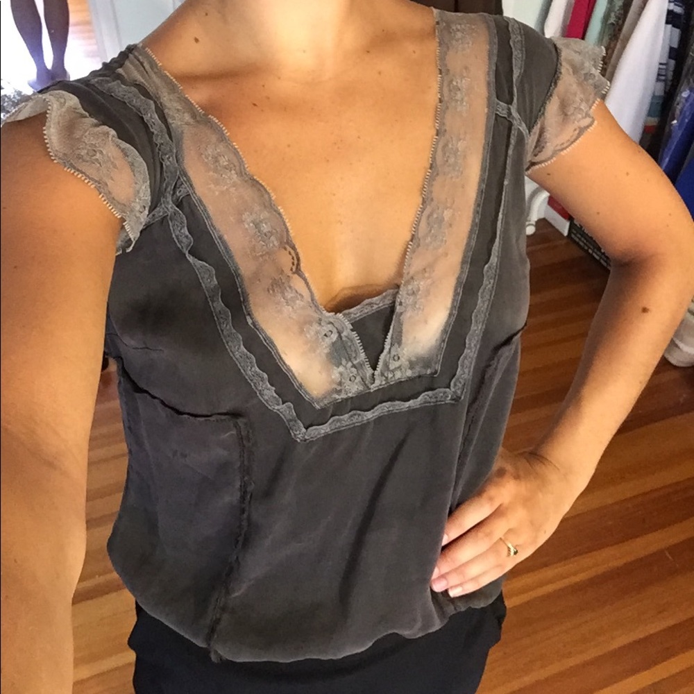 Lingerie style lace tee