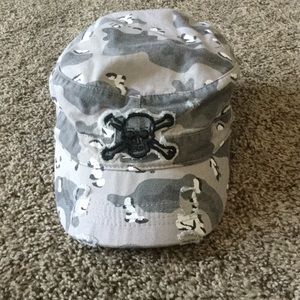 Gray Camo Womens Vintage Adjustable Fatigue Cap