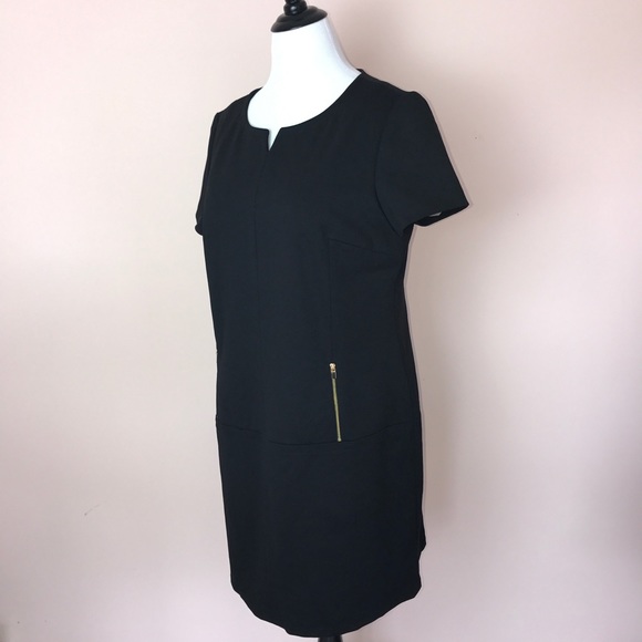 Tahari Dress Size 16 Black Short Sleeve Zipper - Picture 3 of 6