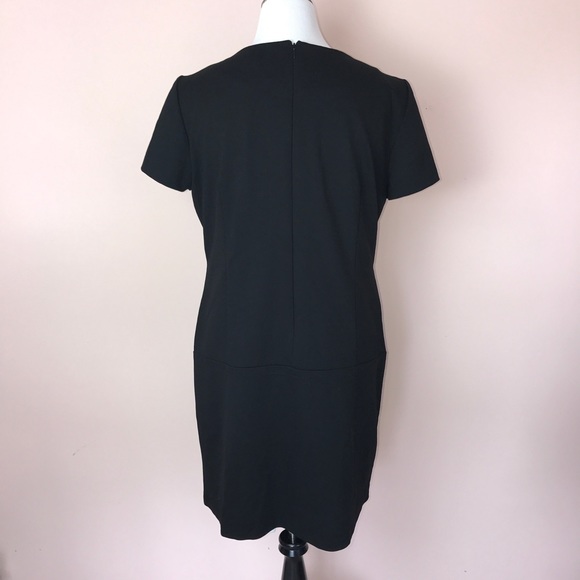 Tahari Dress Size 16 Black Short Sleeve Zipper - Picture 5 of 6
