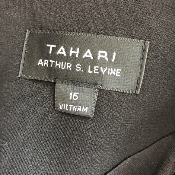 Tahari Dress Size 16 Black Short Sleeve Zipper - Picture 6 of 6