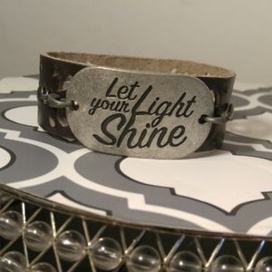 Handmade Leather Cuff "Let Your Light Shine"