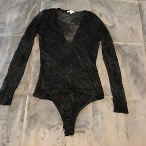 black lace long sleeve body suit