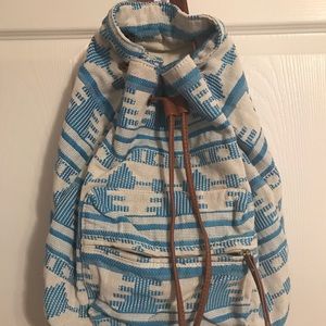 Aztec blue drawstring backpack