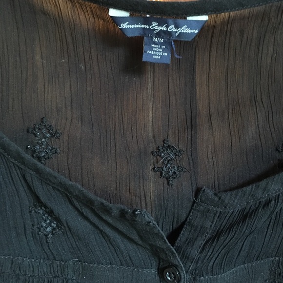 Sheer Detailed Black Top♥️ - Picture 2 of 4