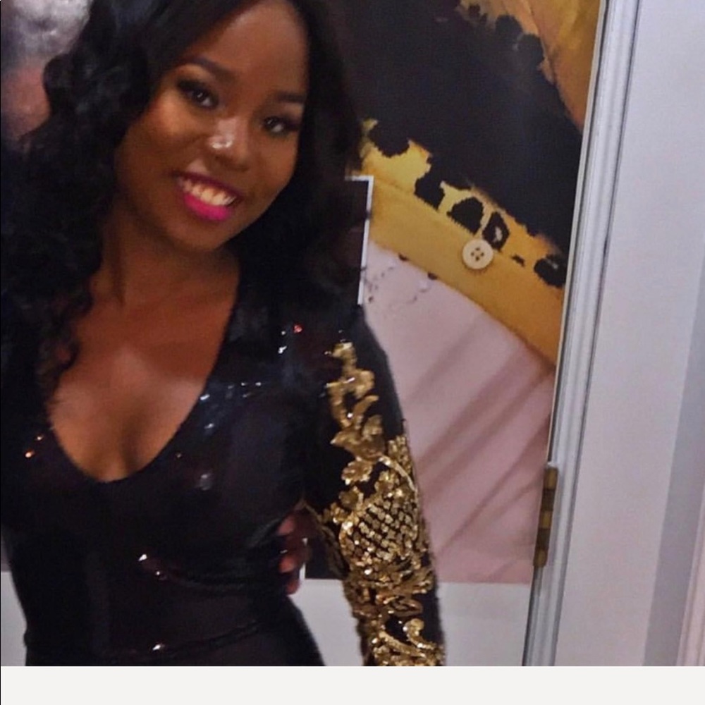 Black and gold sparkle sequences dress.!
