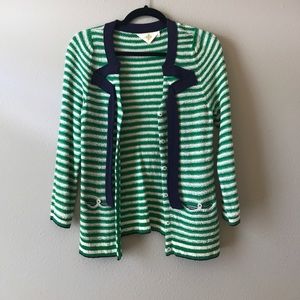 Anthropologie green and white button up sweater.