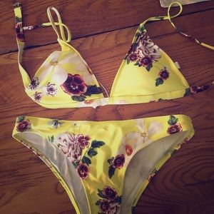 Floral yellow bikini- new never worn