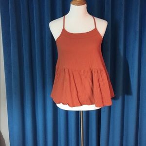 Rust colored babydoll tank